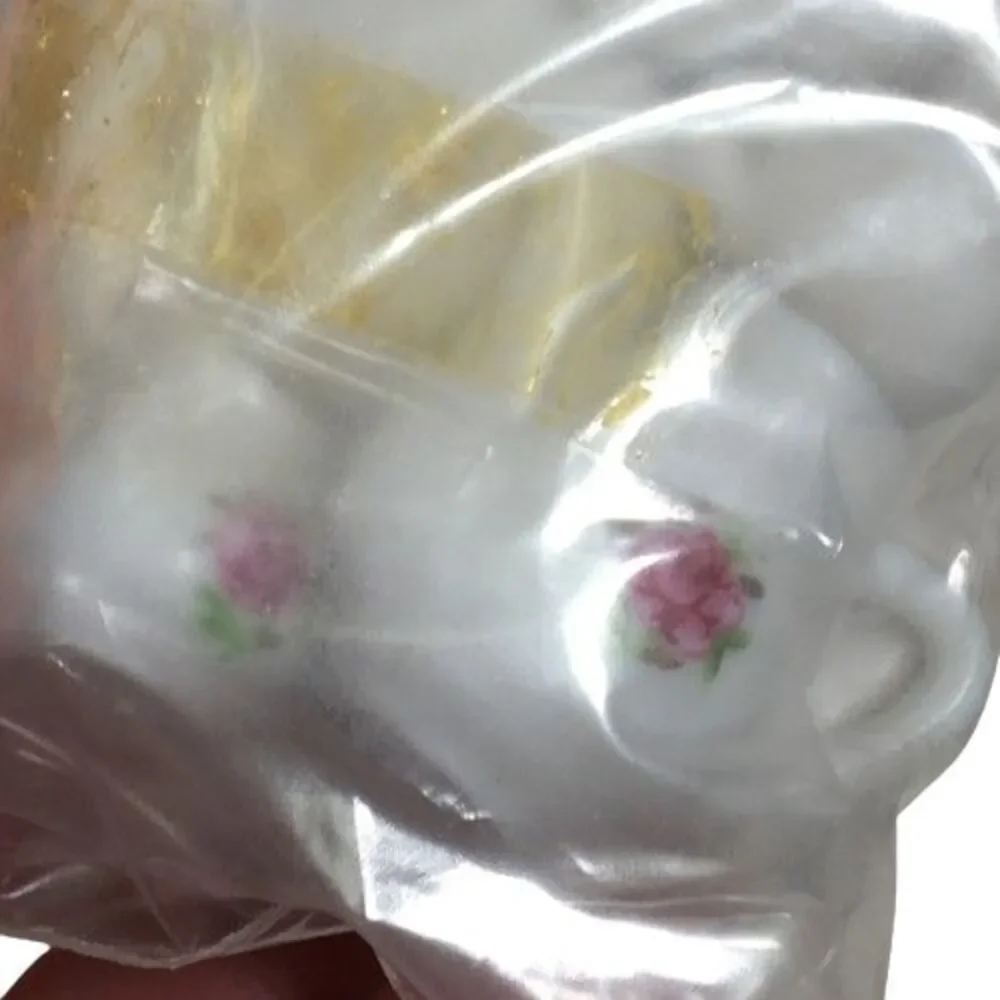 Miniature Dollhouse Tea Coffee Set Pink Rose Cups Saucers Creamer Sugar Tray New